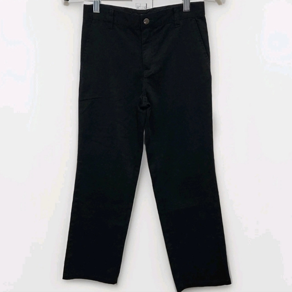E-land Boys 8 Navy Blue Chino Pants Flat Front Hook Adjustable Waist Uniform